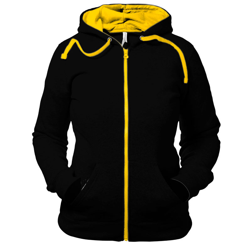 Sudadera Capucha Cremallera Contrastada Mujer Frontal
